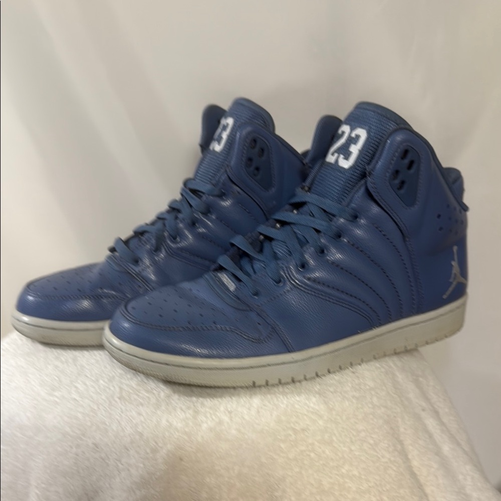 Nike Air Jordan 1 Blue and White High-Top Sneakers